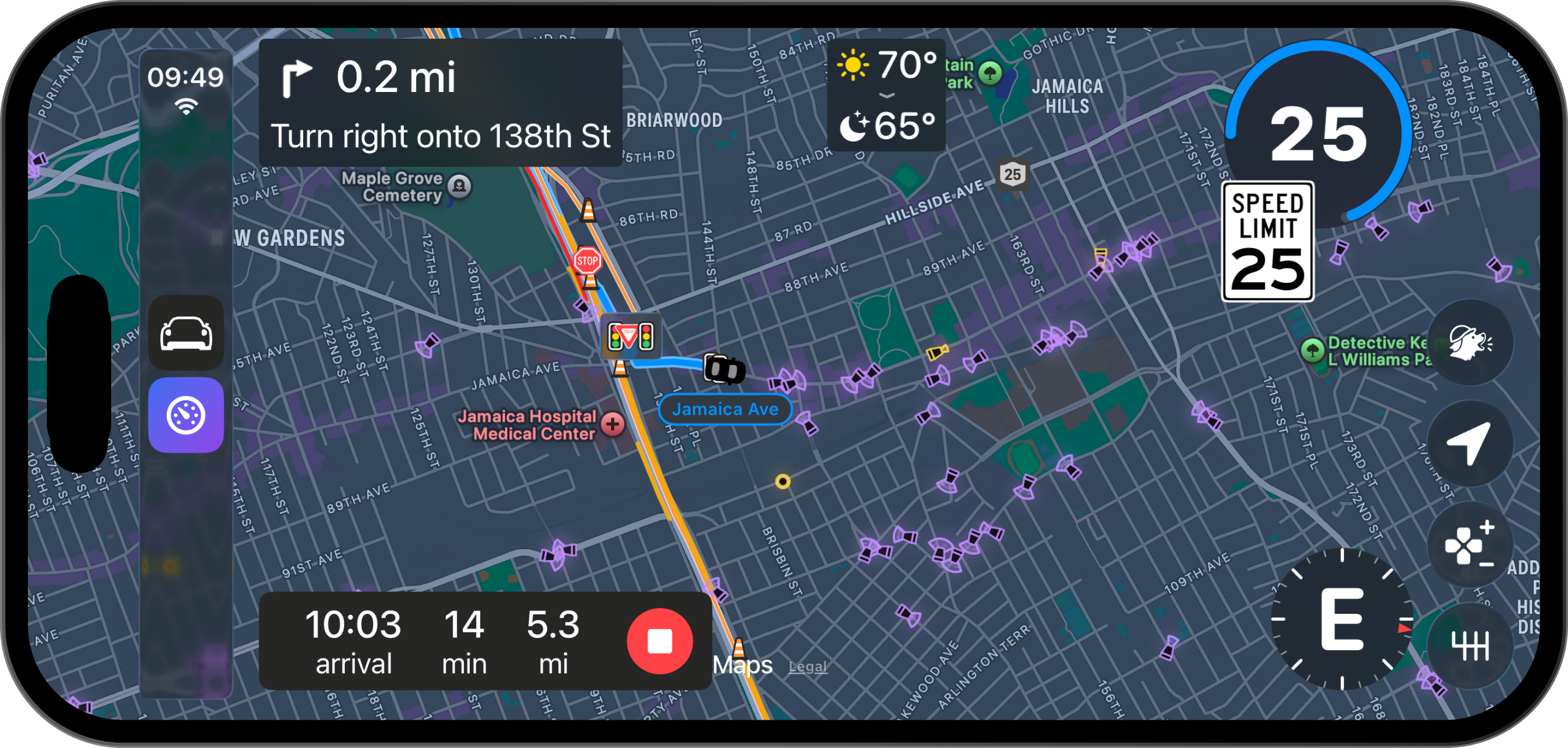 Watch your speed: Stay aware of your speed and the road's speed limits, including conditional limits such as school zones. The speed gauge lets you tune how it reacts to your speed.